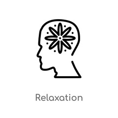 outline relaxation vector icon. isolated black simple line element illustration from brain process concept. editable vector stroke relaxation icon on white background