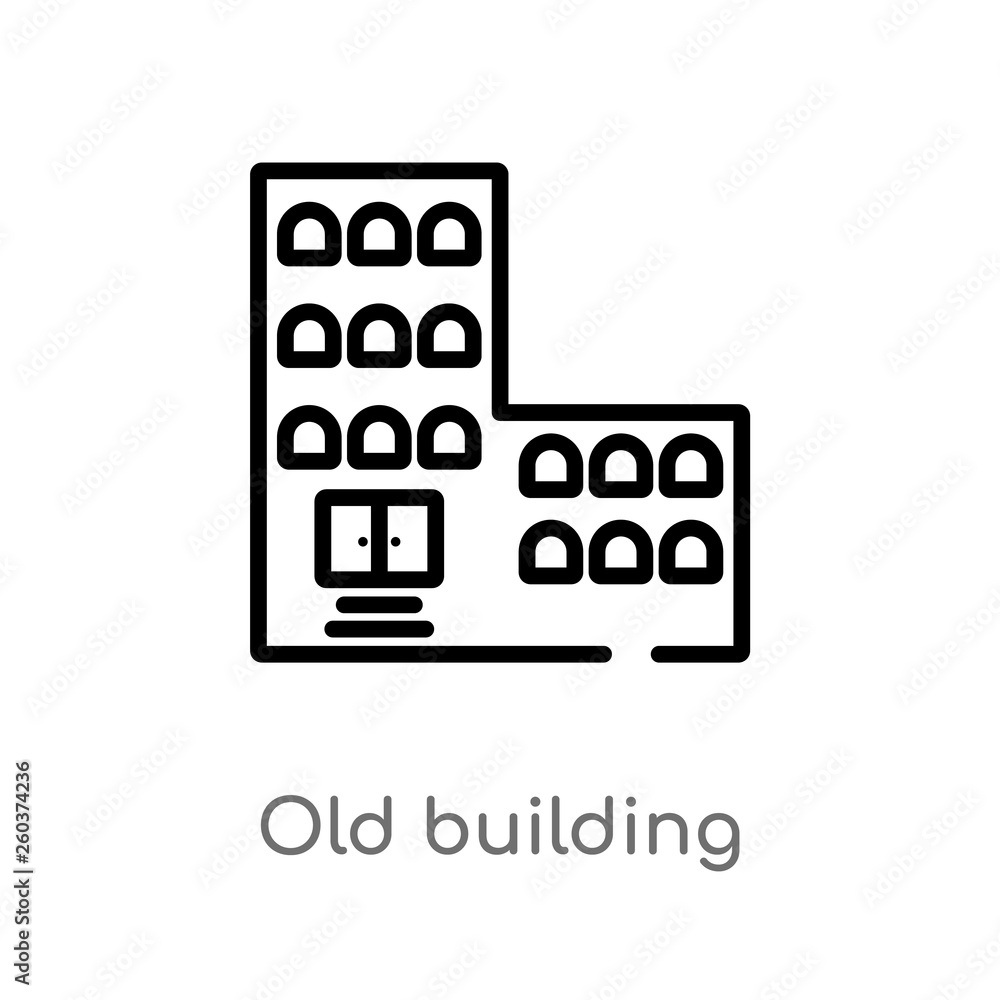Poster outline old building vector icon. isolated black simple line element illustration from buildings con
