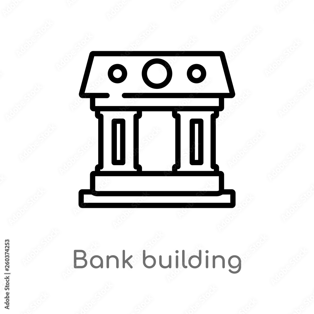 Poster outline bank building vector icon. isolated black simple line element illustration from buildings co
