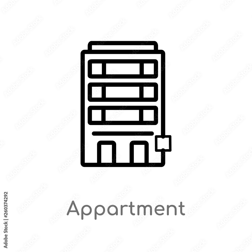 Poster outline appartment vector icon. isolated black simple line element illustration from buildings conce