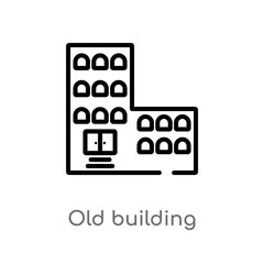 outline old building vector icon. isolated black simple line element illustration from buildings concept. editable vector stroke old building icon on white background