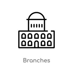 outline branches vector icon. isolated black simple line element illustration from buildings concept. editable vector stroke branches icon on white background