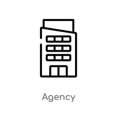 outline agency vector icon. isolated black simple line element illustration from buildings concept. editable vector stroke agency icon on white background