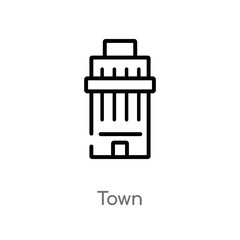 outline town vector icon. isolated black simple line element illustration from buildings concept. editable vector stroke town icon on white background