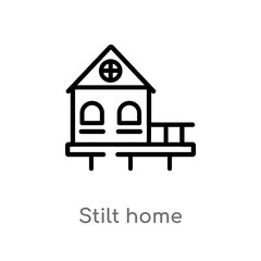 outline stilt home vector icon. isolated black simple line element illustration from buildings concept. editable vector stroke stilt home icon on white background