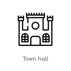 outline town hall vector icon. isolated black simple line element illustration from buildings concept. editable vector stroke town hall icon on white background