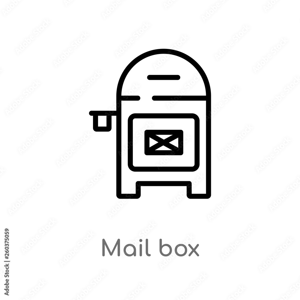 Poster outline mail box vector icon. isolated black simple line element illustration from buildings concept