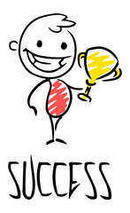 Sketch working leader success. Doodle cute concept about power. Hand drawn cartoon vector illustration for business design.