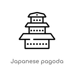 outline japanese pagoda vector icon. isolated black simple line element illustration from buildings concept. editable vector stroke japanese pagoda icon on white background