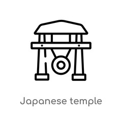 outline japanese temple vector icon. isolated black simple line element illustration from buildings concept. editable vector stroke japanese temple icon on white background