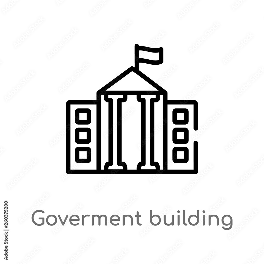 Poster outline goverment building vector icon. isolated black simple line element illustration from buildin