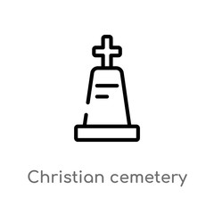 outline christian cemetery vector icon. isolated black simple line element illustration from buildings concept. editable vector stroke christian cemetery icon on white background