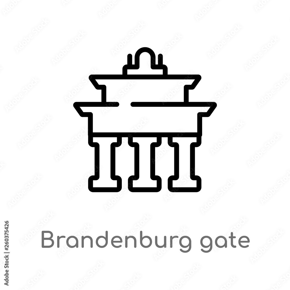 Poster outline brandenburg gate vector icon. isolated black simple line element illustration from buildings