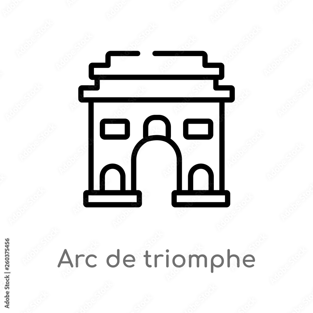 Poster outline arc de triomphe vector icon. isolated black simple line element illustration from buildings 