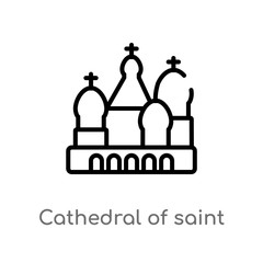 Obraz premium outline cathedral of saint basil vector icon. isolated black simple line element illustration from buildings concept. editable vector stroke cathedral of saint basil icon on white background