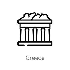 outline greece vector icon. isolated black simple line element illustration from buildings concept. editable vector stroke greece icon on white background