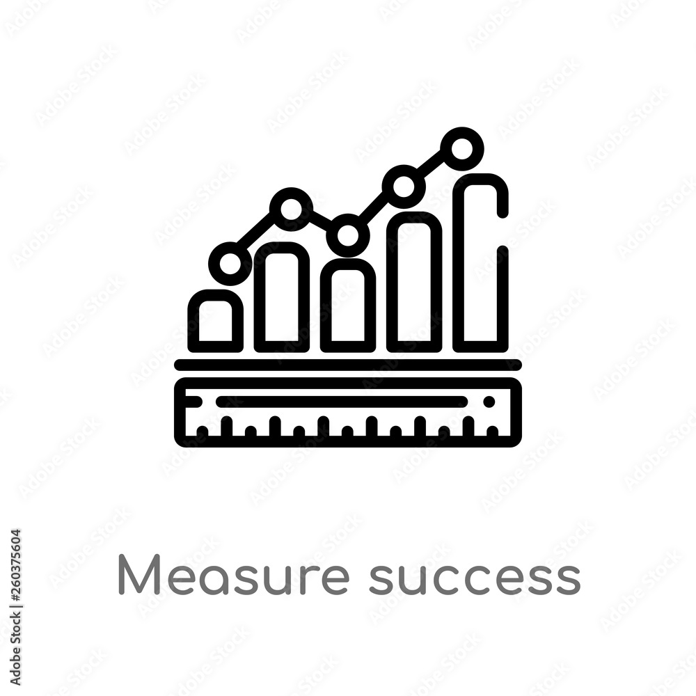 Poster outline measure success vector icon. isolated black simple line element illustration from business c