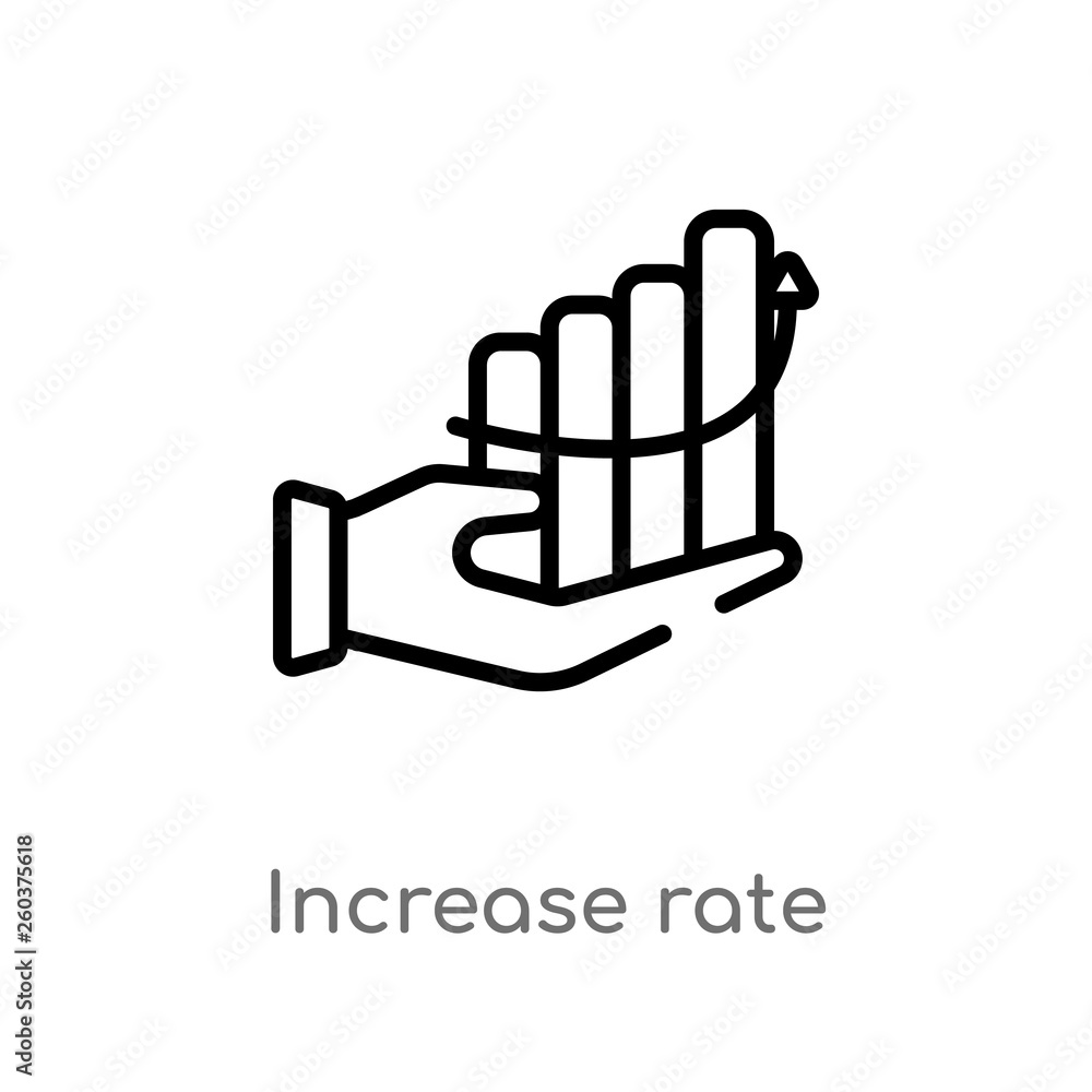Poster outline increase rate vector icon. isolated black simple line element illustration from business con