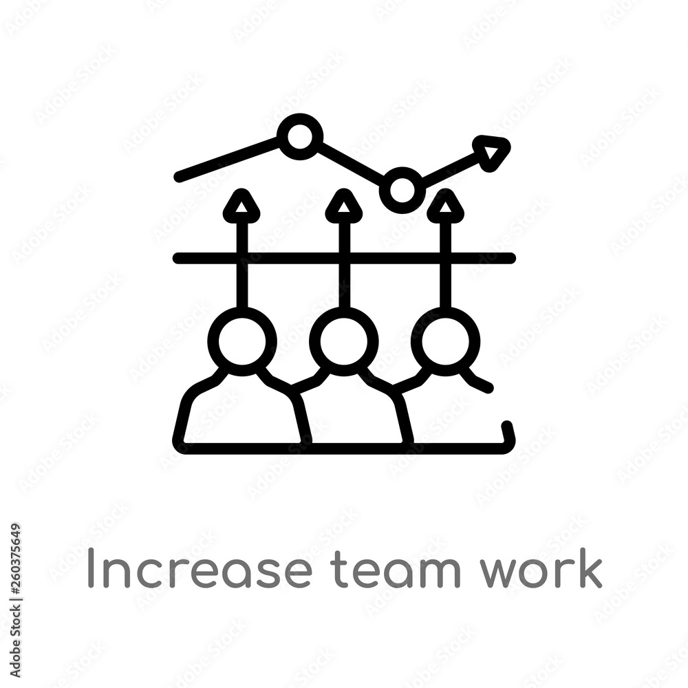 Poster outline increase team work vector icon. isolated black simple line element illustration from busines