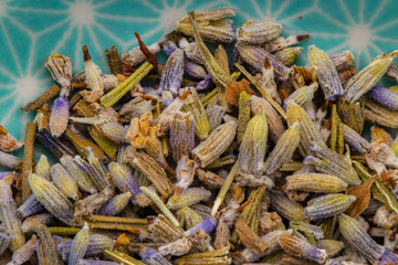 Lavendel getrocknete Blüten Close up, Gesunde Heilkräuter Homoöpathie