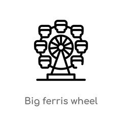 outline big ferris wheel vector icon. isolated black simple line element illustration from business concept. editable vector stroke big ferris wheel icon on white background