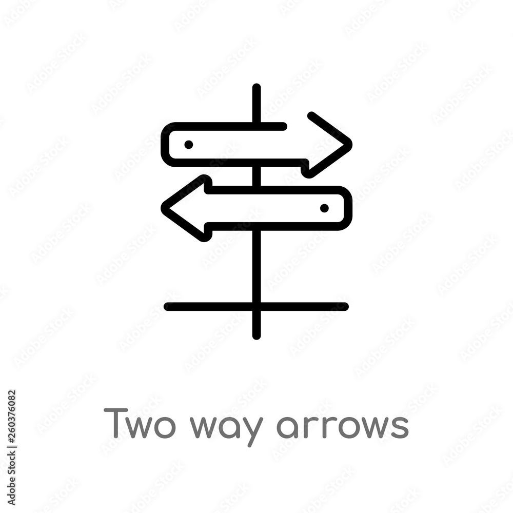 Poster outline two way arrows vector icon. isolated black simple line element illustration from business co