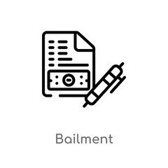 outline bailment vector icon. isolated black simple line element illustration from business concept. editable vector stroke bailment icon on white background