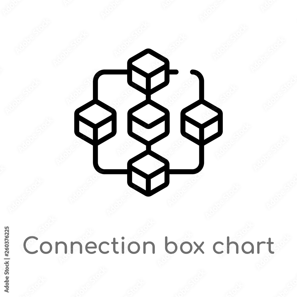 Poster outline connection box chart vector icon. isolated black simple line element illustration from busin