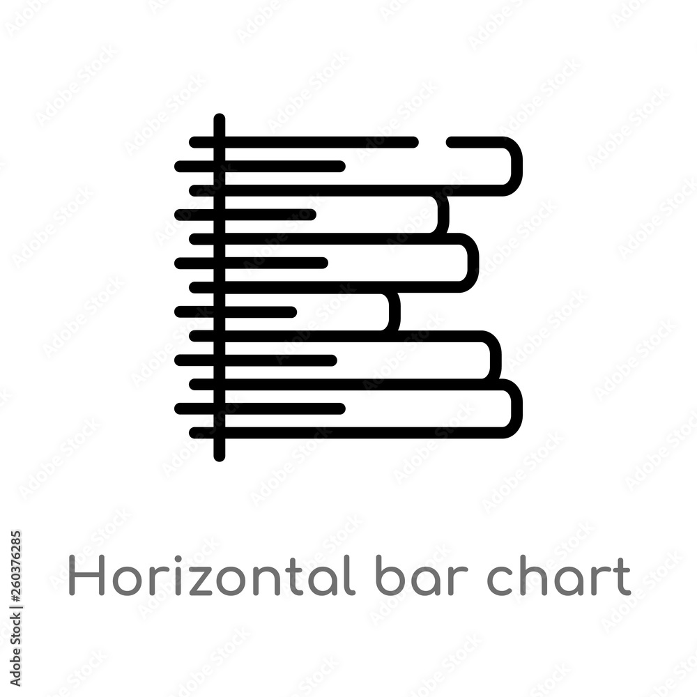 Poster outline horizontal bar chart vector icon. isolated black simple line element illustration from busin
