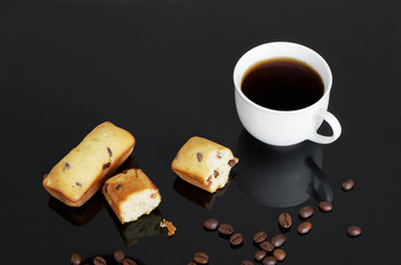 Chocolate chip cake bars and coffee