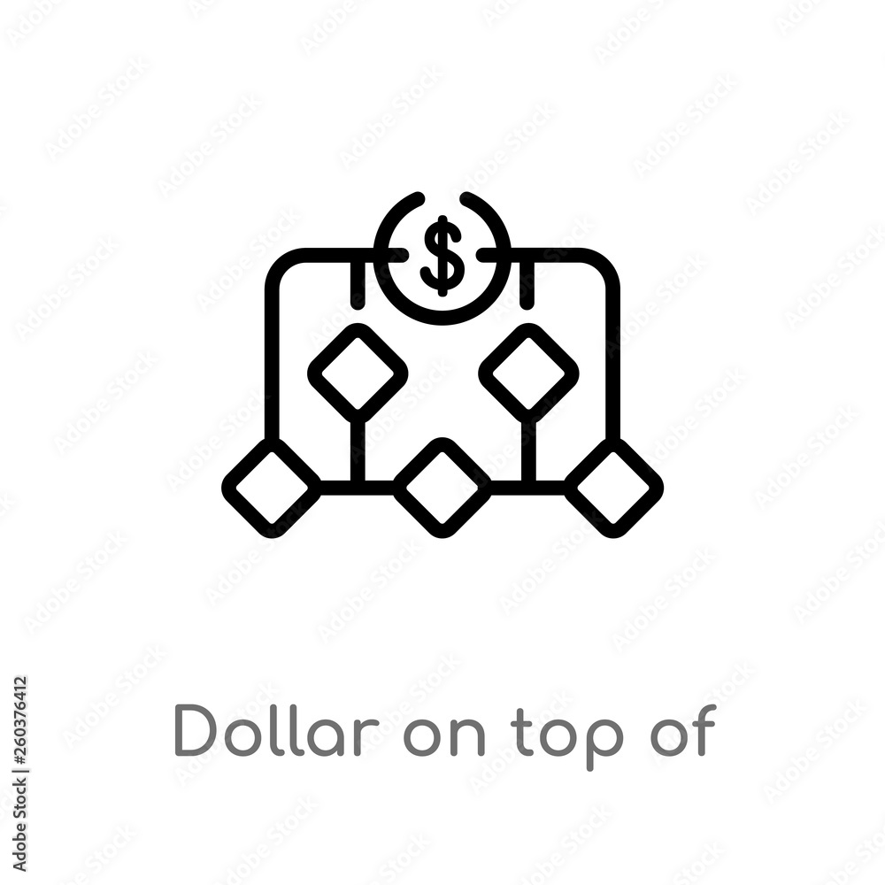 Poster outline dollar on top of financial hierarchy vector icon. isolated black simple line element illustr
