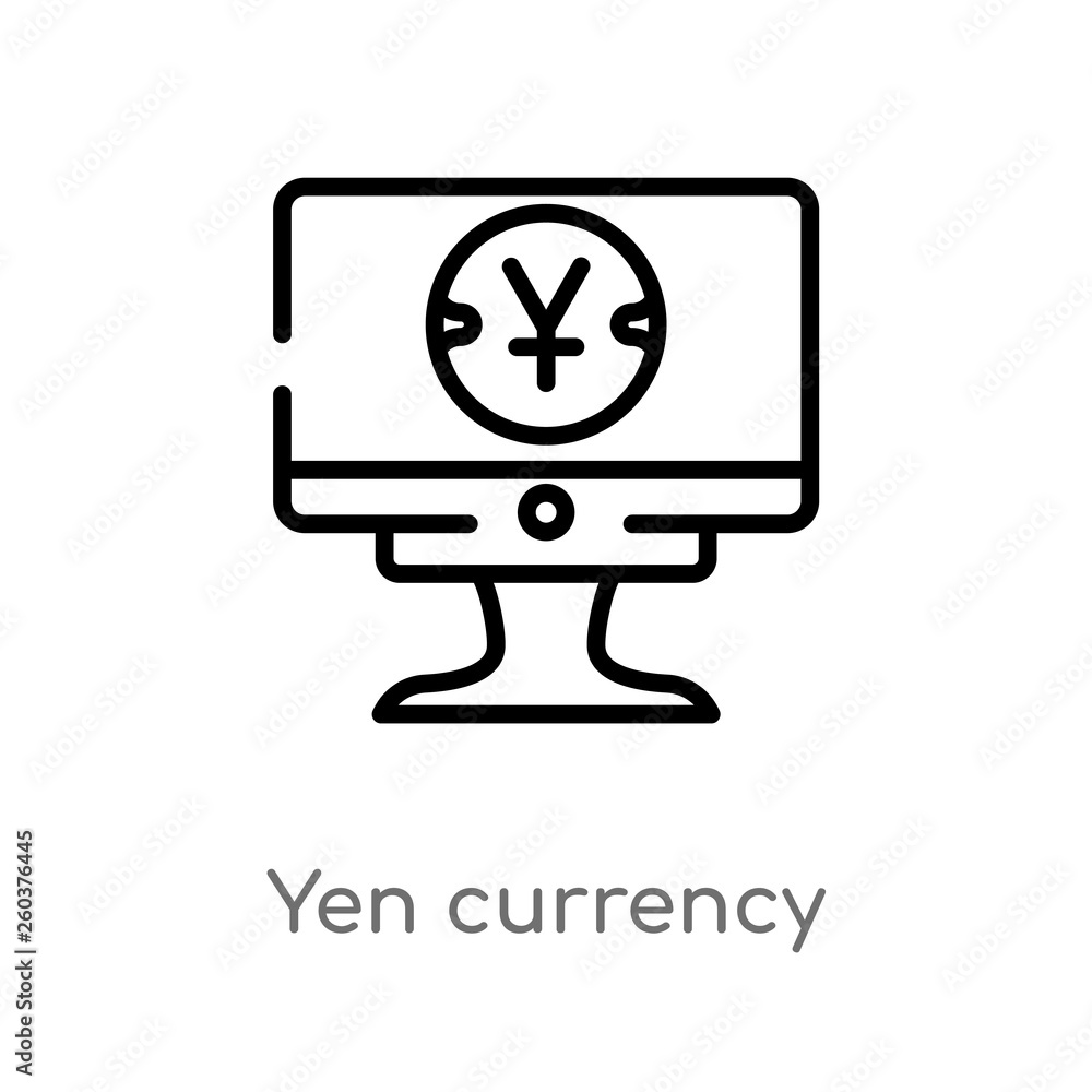 Poster outline yen currency vector icon. isolated black simple line element illustration from business conc