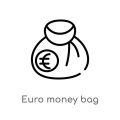 outline euro money bag vector icon. isolated black simple line element illustration from business concept. editable vector stroke euro money bag icon on white background