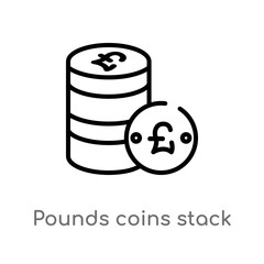outline pounds coins stack vector icon. isolated black simple line element illustration from business concept. editable vector stroke pounds coins stack icon on white background