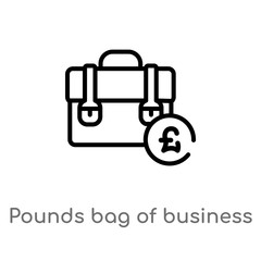 outline pounds bag of business vector icon. isolated black simple line element illustration from business concept. editable vector stroke pounds bag of business icon on white background