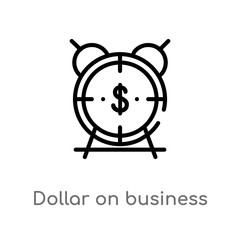 outline dollar on business time vector icon. isolated black simple line element illustration from business concept. editable vector stroke dollar on business time icon on white background