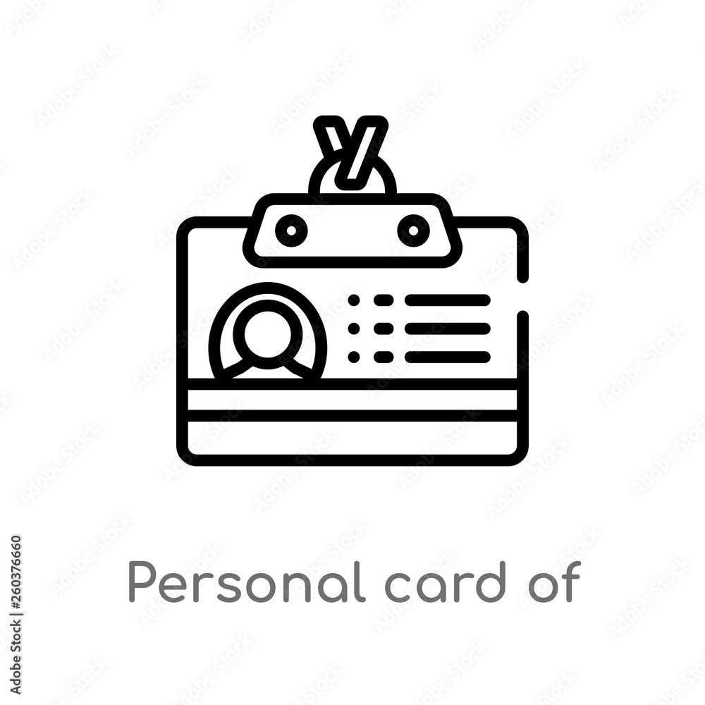 Poster outline personal card of contact data vector icon. isolated black simple line element illustration f