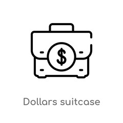 outline dollars suitcase for business vector icon. isolated black simple line element illustration from business concept. editable vector stroke dollars suitcase for business icon on white