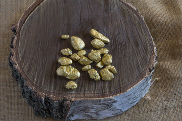 Nugget, gold, cut, burlap, precious, isolated, metal