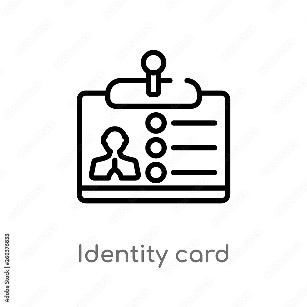 Poster outline identity card vector icon. isolated black simple line element illustration from business con