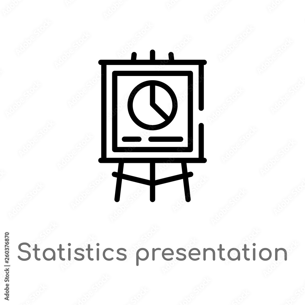 Poster outline statistics presentation vector icon. isolated black simple line element illustration from bu