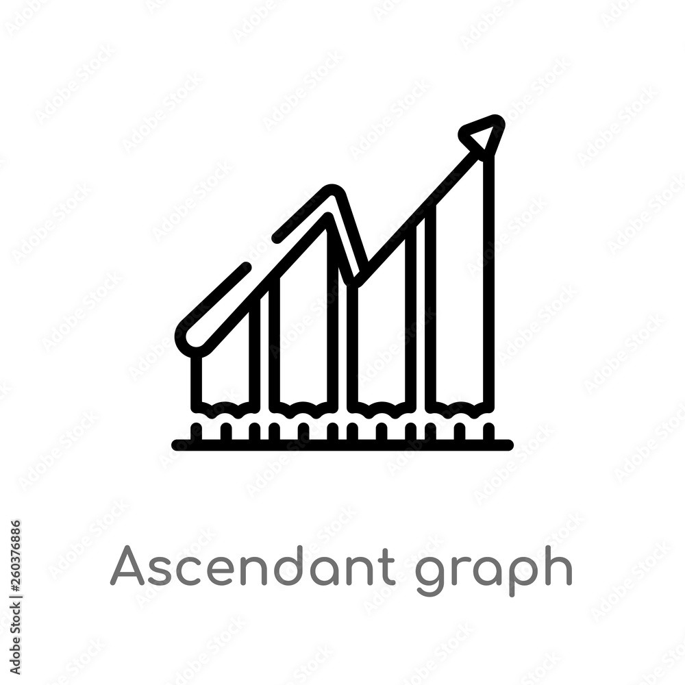 Poster outline ascendant graph vector icon. isolated black simple line element illustration from business c