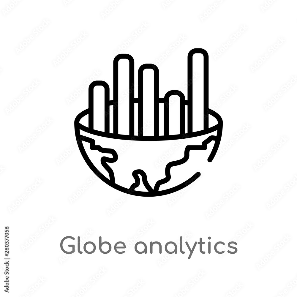 Poster outline globe analytics vector icon. isolated black simple line element illustration from business c