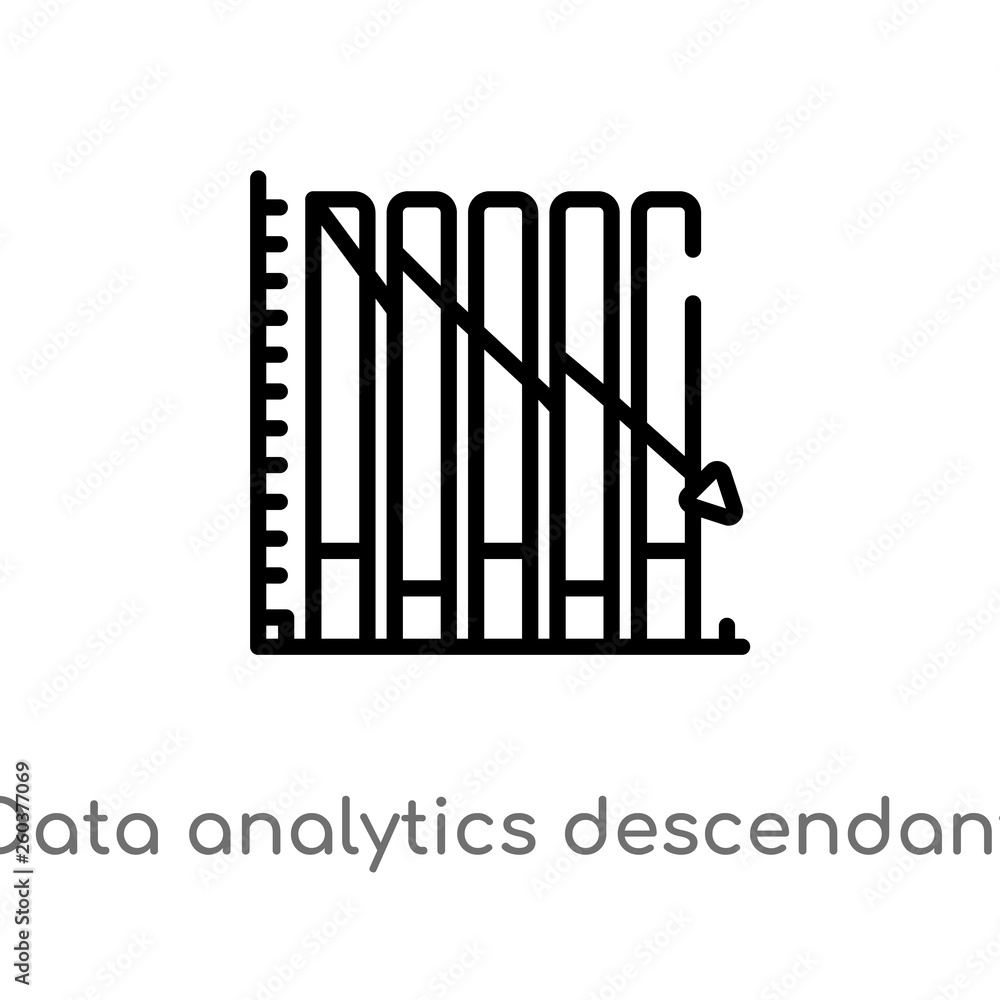 Poster outline data analytics descendant graphic vector icon. isolated black simple line element illustrati
