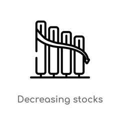outline decreasing stocks bars graphic vector icon. isolated black simple line element illustration from business concept. editable vector stroke decreasing stocks bars graphic icon on white