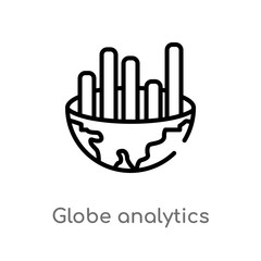 outline globe analytics vector icon. isolated black simple line element illustration from business concept. editable vector stroke globe analytics icon on white background