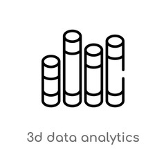 outline 3d data analytics bars graphic vector icon. isolated black simple line element illustration from business concept. editable vector stroke 3d data analytics bars graphic icon on white