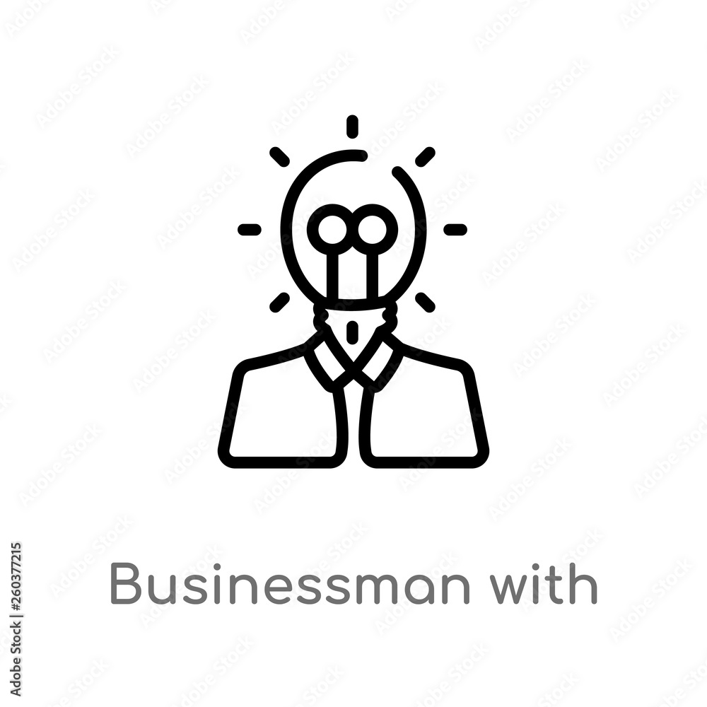 Poster outline businessman with an idea vector icon. isolated black simple line element illustration from b