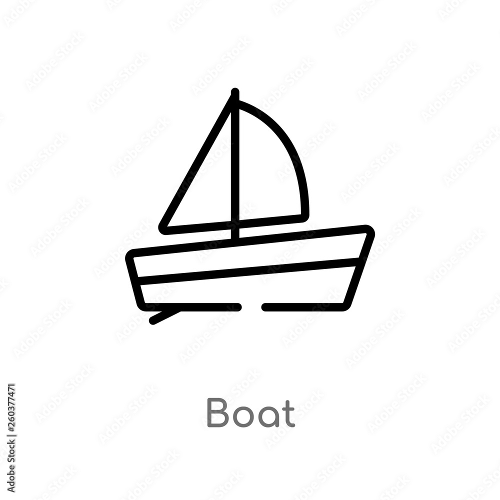 Poster outline boat vector icon. isolated black simple line element illustration from camping concept. edit
