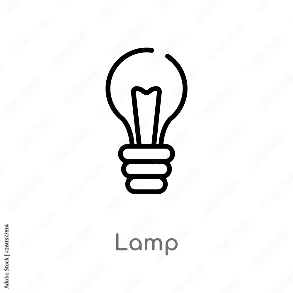 Poster outline lamp vector icon. isolated black simple line element illustration from camping concept. edit